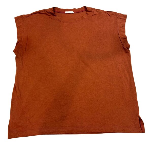 Burnt Orange Cap Sleeve T Shirt Women Large Les Amis - Picture 1 of 9